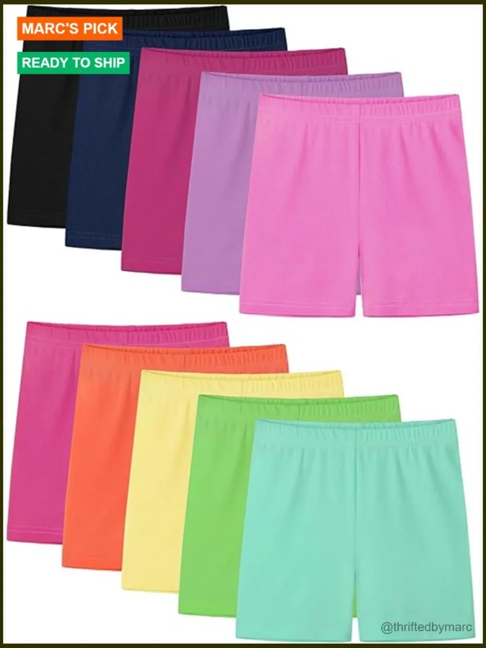 10 Pack Girls Bike Shorts Cartwheel Under Dress Dance Shorts Toddler Kids